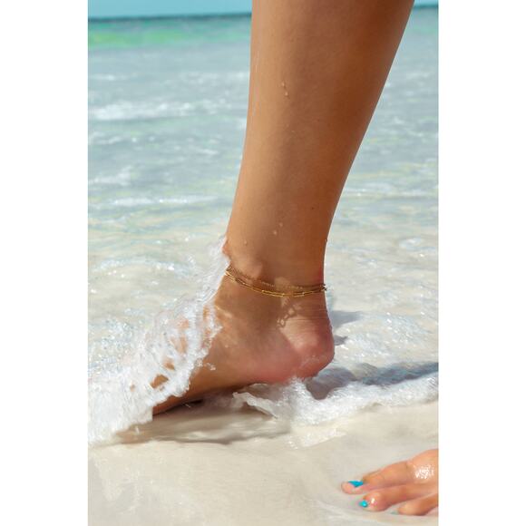 2 Row Stainless Steel Loop and Paperclip Chain Anklet - Picture 11 of 16